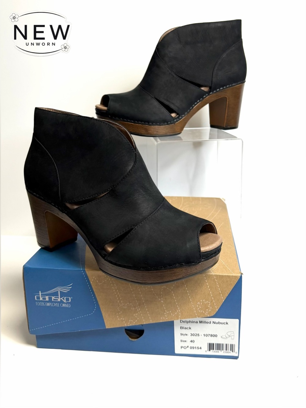 NEW Dansko Delphina Milled Nubuck Black Size EU 40 in Original Box